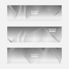 Set of grey and silver banner design