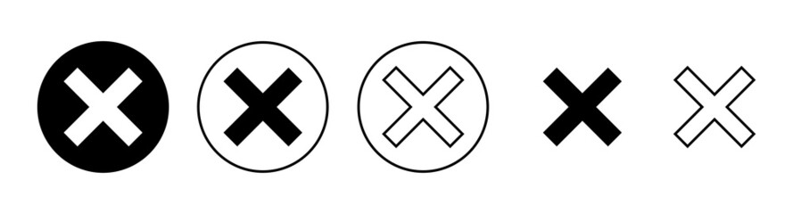 Close icons set. Delete sign and symbol. cross sign
