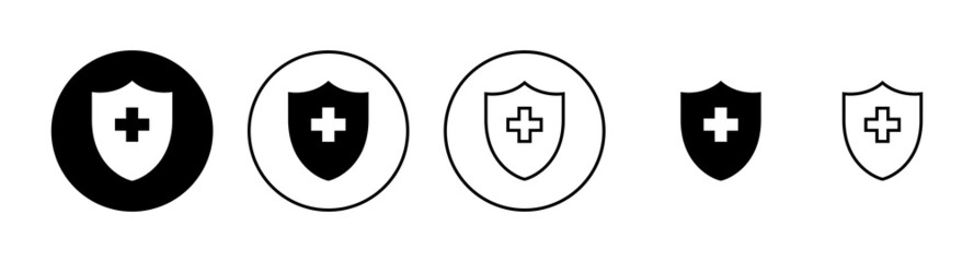 Health insurance icons set. Insurance health document sign and symbol