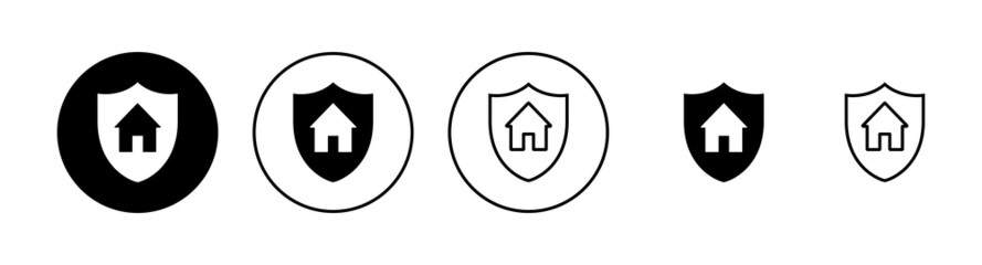 house insurance icons set. house protection sign and symbol