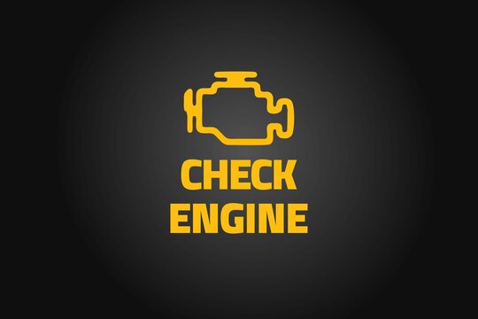 Amber Check Engine icon and text on black background