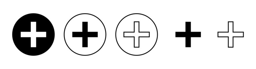 Plus Icons set. Add plus sign and symbol