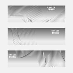 Set of grey and silver banner design