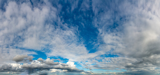 Fantastic soft clouds, natural sky composition, wide panorama
