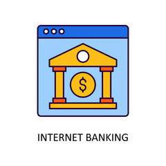 Internet Banking Vector Filled Outline Icon Design illustration. Fintech Symbol on White background EPS 10 File