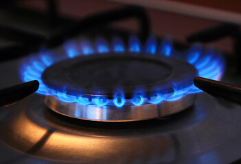Natural gas burns in the kitchen