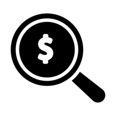 magnifying glass and dollar sign