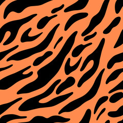 Tiger color, animal fur, seamless vector pattern