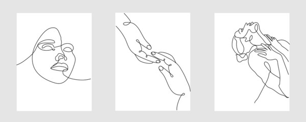 Line art portrait. Woman body beauty. Natural background. Background hand drawing. Cartoon vector illustration. Modern background design. Vector illustration isolated. Vector card design.