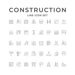 Set line icons of construction