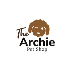 Pet shop and grooming, service logo concept. Silhouette of cute dog head.