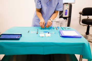 Clean equipment ready for cataract surgery