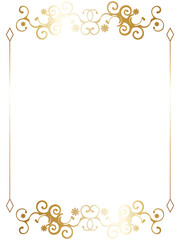 高級感のあるオーナメントのフレーム　縦位置　ゴールドフラワー