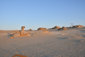 Sunset in desert. Al Wathba fossil dunes in UAE