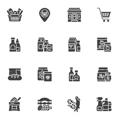 Grocery store department vector icons set