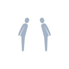 Obraz premium Two people bowing icon, Vector silhouette illustration.
