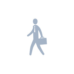 Businessman walking with a bag, Vector silhouette icon illustration.