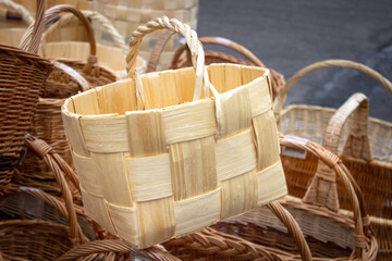 Bast basket woven from bast