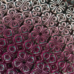 Abstract 3d figured pattern, grey and pink colors. 3d illustration, fractal background