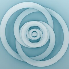 Abstract  blue futuristic geometric image. Symmetrical rings with blue and white gradient. 3d illustration