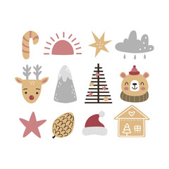 Christmas collection with traditional Christmas symbols and decorative elements.