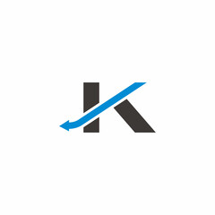 letter k down arrow lower temperature symbol logo vector