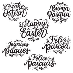 Happy Easter. Set of hand lettering inscriptions