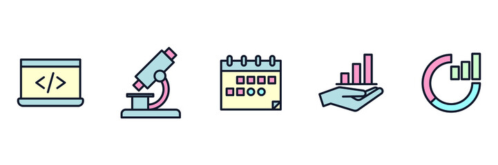 Startup project and development set icon symbol template for graphic and web design collection logo vector illustration