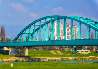  Old bridge across river Sava in Zagreb, Croatia.