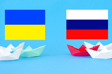 ships with a flag opposite one of one.