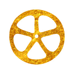 Hand drawn gold foil texture icon Bicycle wheel