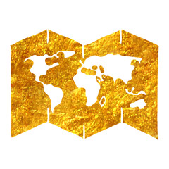 Hand drawn gold foil texture icon Map