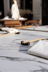 Table ready for Asian food. Minimal concept. 