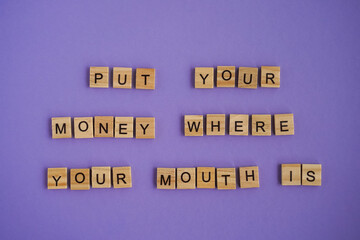 Sayings Put your money where your mouth is on Very Peri background color 2022