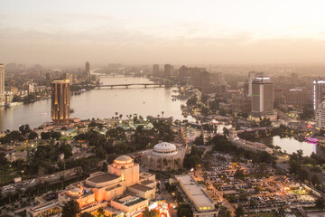 Beautiful view of the center of Cairo from the Cairo Tower in Cairo, Egypt