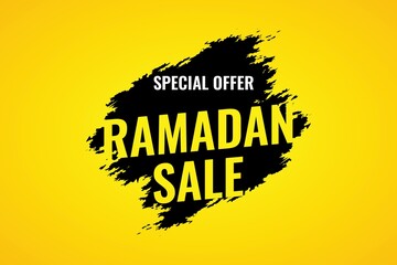 Ramadan Sale, Billboard or banner design, Ramadan kareem sale special offer banner. Sale template perfect for prints, flyers, banners, promotions, special offers and more. Ramadan sale yellow banner.