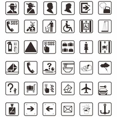 Assorted Collection Of Black Icons.