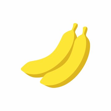 Vector Illustration Of Two Yellow Ripe Bananas Fruit.
