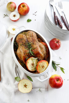 Roasted duck with apples