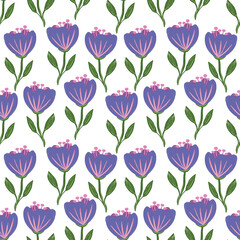 Seamless pattern very peri tulip on white background