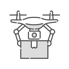 荷物を運ぶドローンのイラスト。配送サービス。