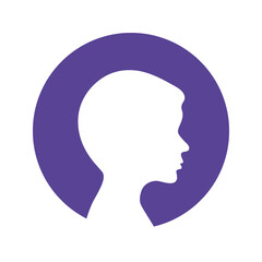 Boy silhouette head icon. Vector clipart picture men illustration