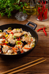 Chinese style cod, prepared in a wok