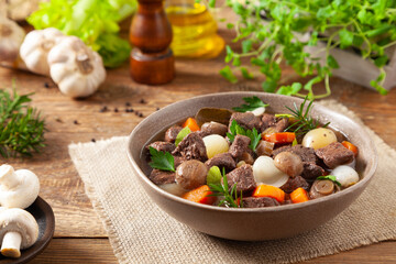 Classic burgundy goulash.