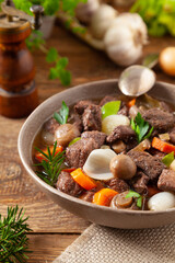 Classic burgundy goulash.