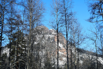 Snow-capped mountains. Winter view. Rocky Mountains. Harsh beauty. The nature of Siberia. - 489000039