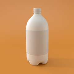 White Soda Bottle in Orange Background, 3d Rendering