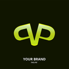 yellow letter logo initial qvp