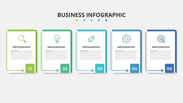 Presentation business infographic template with 5 options. Vector illustration.