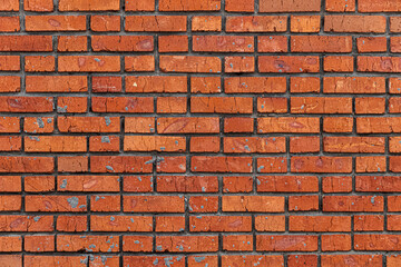 Red brick wall, background image of brickwork